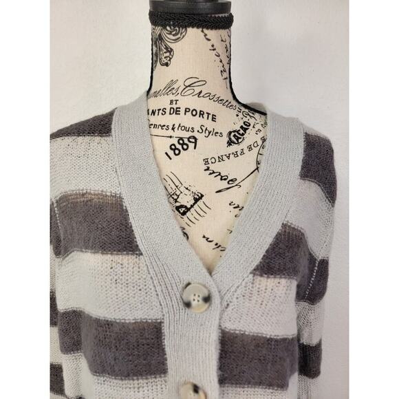Urban Outfitters Cardigan Sweater XS Sheer Stripe Relaxed Bohemian Distressed - Picture 2 of 13